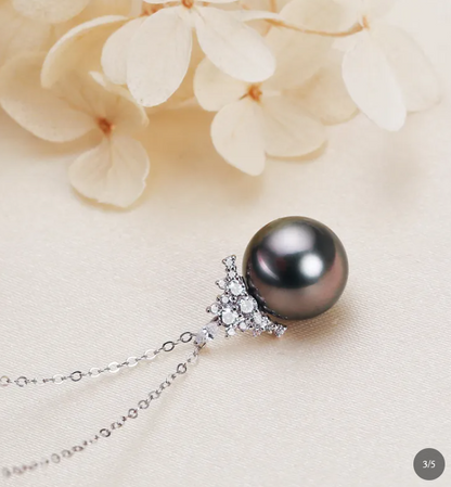 Genuine Cultured Tahitian Pearl Necklace | S925 Sterling Silver | 44cm | Luxe Aura Gold