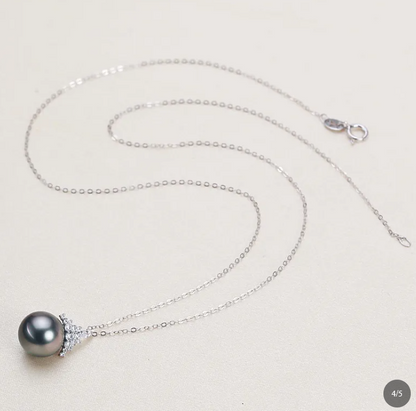 Genuine Cultured Tahitian Pearl Necklace | S925 Sterling Silver | 44cm | Luxe Aura Gold
