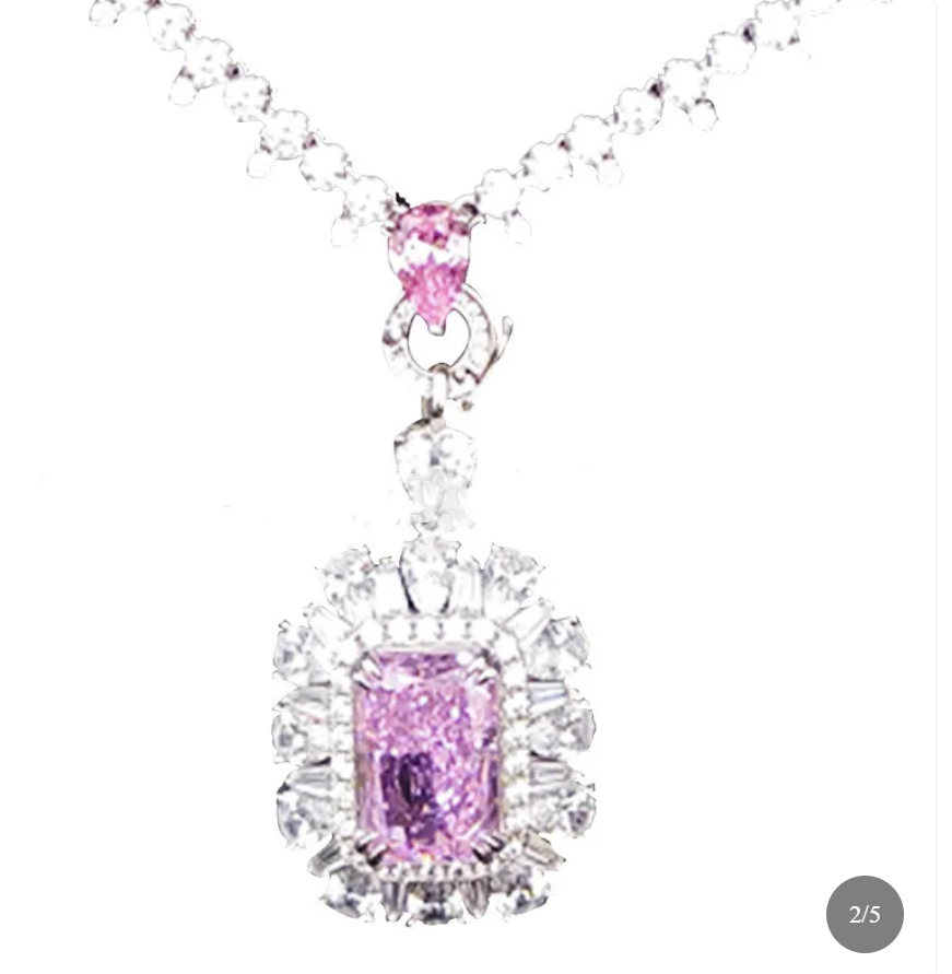 Luxe Forge S925 Sterling Silver Cubic Zirconia Statement Necklace – Pink Center Stone