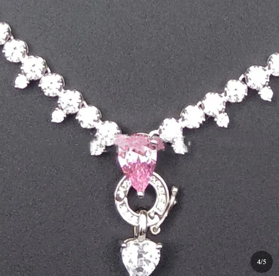Luxe Forge S925 Sterling Silver Cubic Zirconia Statement Necklace – Pink Center Stone