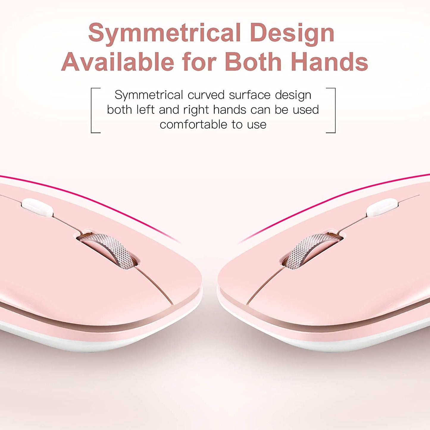 Wireless Flat Mouse, 2.4G Optical Mouse, Computer Mouse for Laptop, PC, Computer, Chromebook, Notebook, Especially Designed for Computer Bags (Pink)
